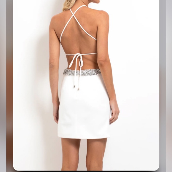 PatBO Revolve Hand-Beaded Halter-Neck Mini Dress Size 4 NWT - Picture 4 of 9